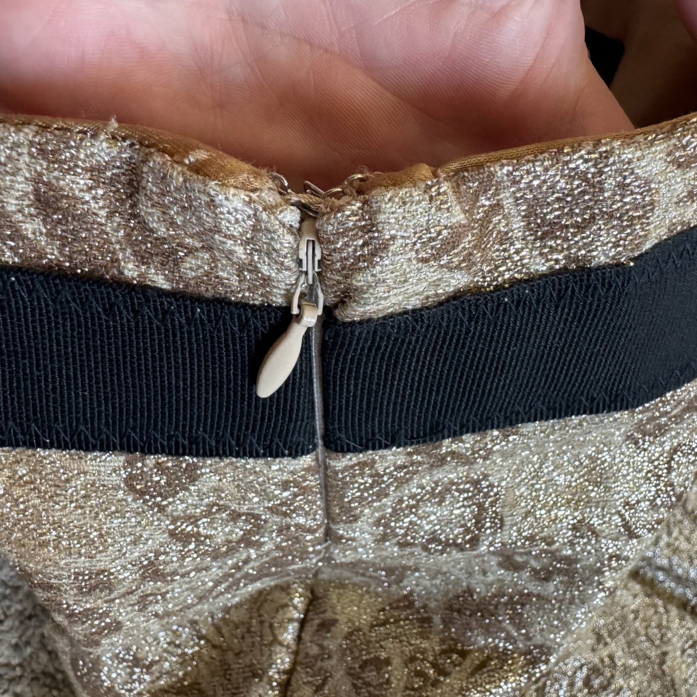 Dolce & Gabbana Gold and Black Foil Floral A-Line Skirt, Certified Authentic - Picture 7 of 13